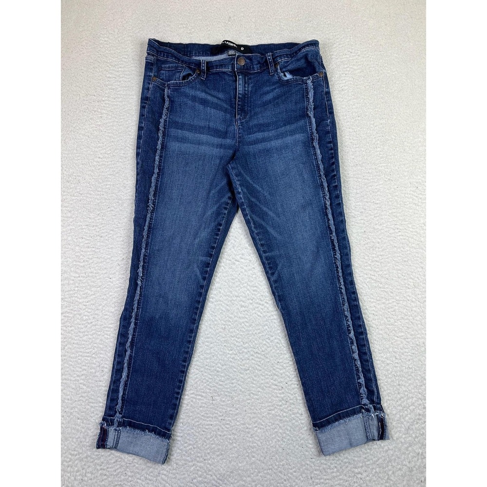 Karl‎ Lagerfeld Jeans Womens 14 Distressed Raw Edge Cuffed Slim Stretch Denim